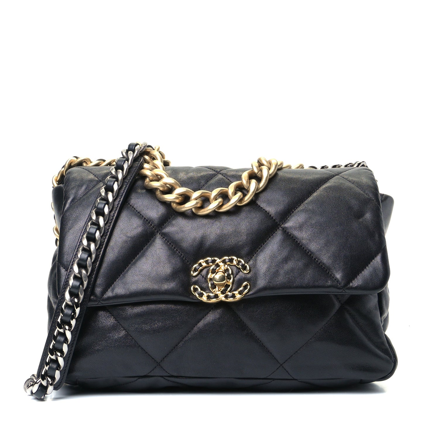 Lambskin Quilted Large Chanel 19 Flap Black