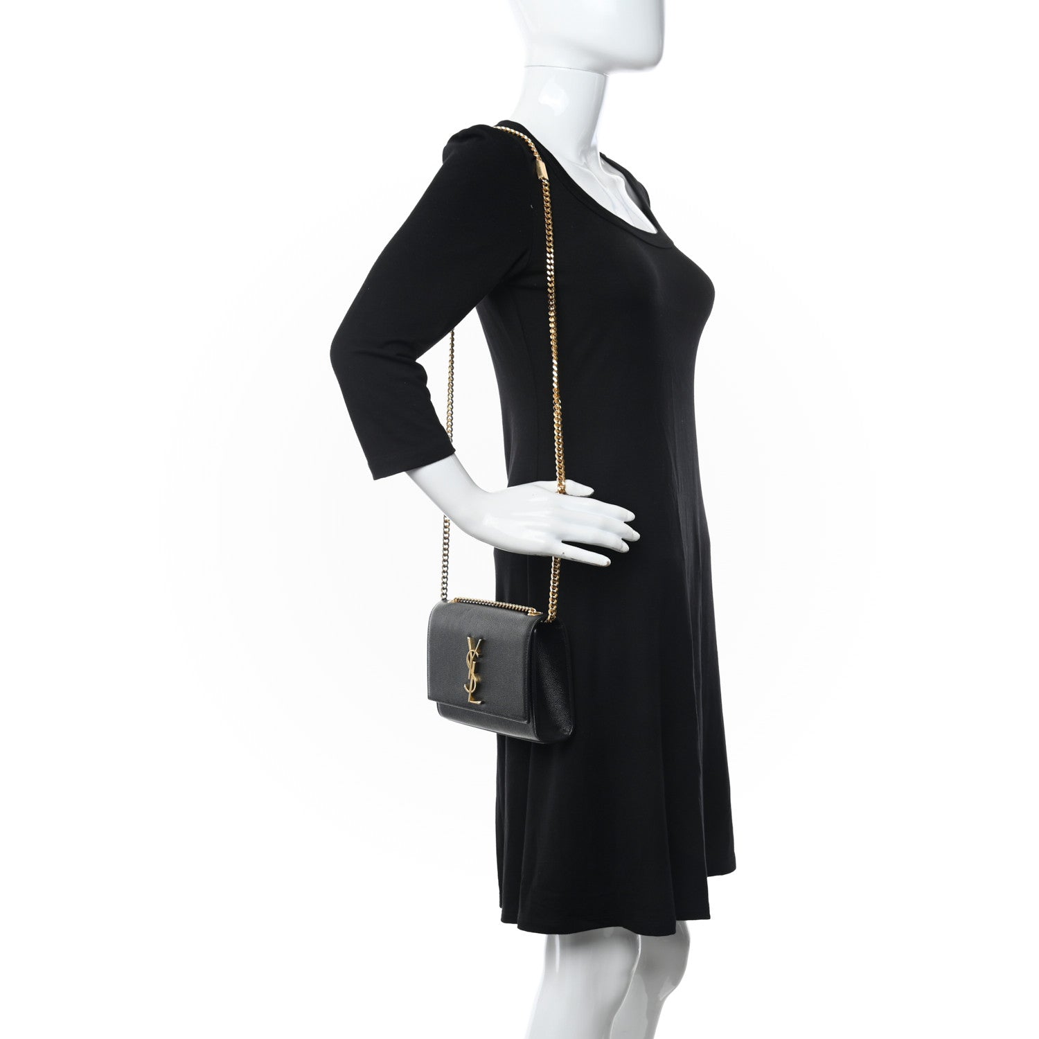 Saint Laurent Grain De Poudre Small Monogram Kate Satchel Black 2 of 9