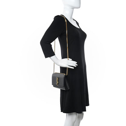 Saint Laurent Grain De Poudre Small Monogram Kate Satchel Black 2 of 9