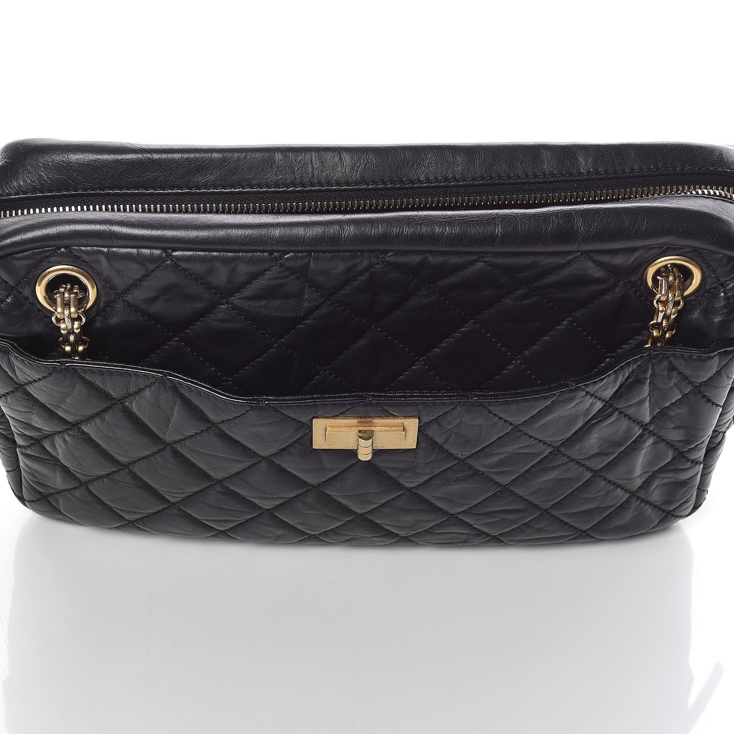 Chanel Aged Calfskin Quilted Medium Reissue Camera Case Black 12 of 13