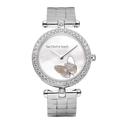 Van Cleef & Arpels 18K White Gold Diamond Bezel Mother of Pearl 28mm Lady Arpels Papillon Quartz Watch 1 of 6