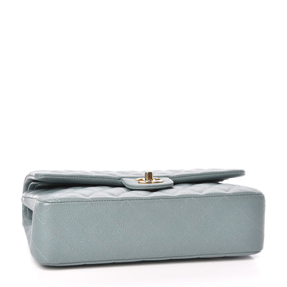 Chanel Iridescent Caviar Quilted Medium Double Flap Light Blue 4 of 10