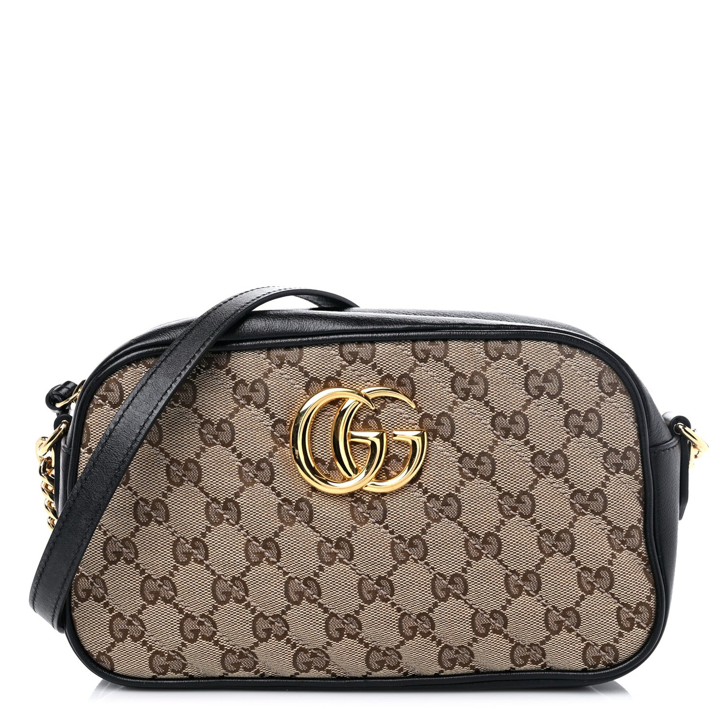 Monogram Matelasse Diagonal Small GG Marmont Chain Shoulder Bag Beige Black