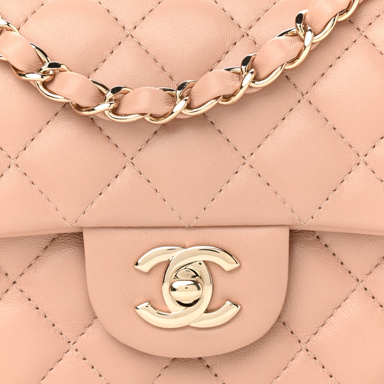 Chanel Lambskin Quilted Mini Rectangular Flap Beige 10 of 11