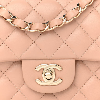 Chanel Lambskin Quilted Mini Rectangular Flap Beige 10 of 11