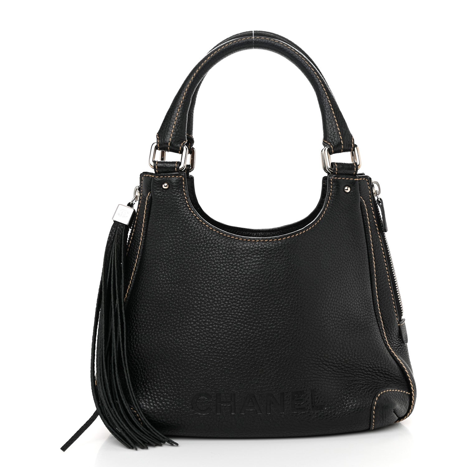 Chanel Grained Calfskin Tassel Hobo Black 1 of 13