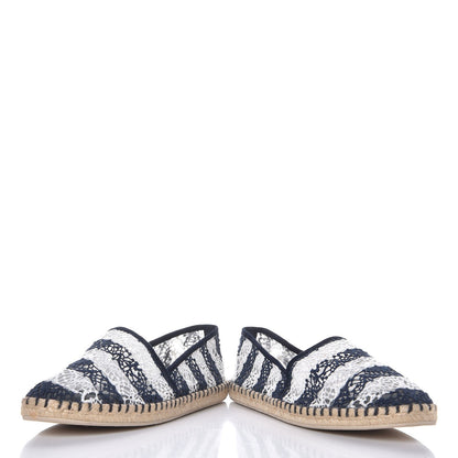 Louis Vuitton Crochet Lace Stripe Espadrille Flats 40 Navy 5 of 9