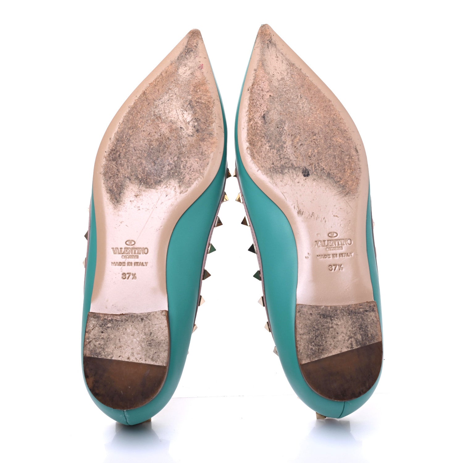 Valentino Garavani Calfskin Nappa Rockstud Ballerina Flats 37.5 Colibri Poudre 5 of 17