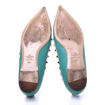 Valentino Garavani Calfskin Nappa Rockstud Ballerina Flats 37.5 Colibri Poudre 5 of 17