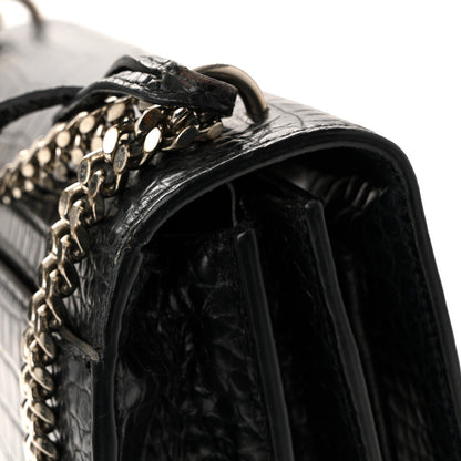 Saint Laurent Calfskin Crocodile Embossed Medium Monogram Sunset Black 10 of 11