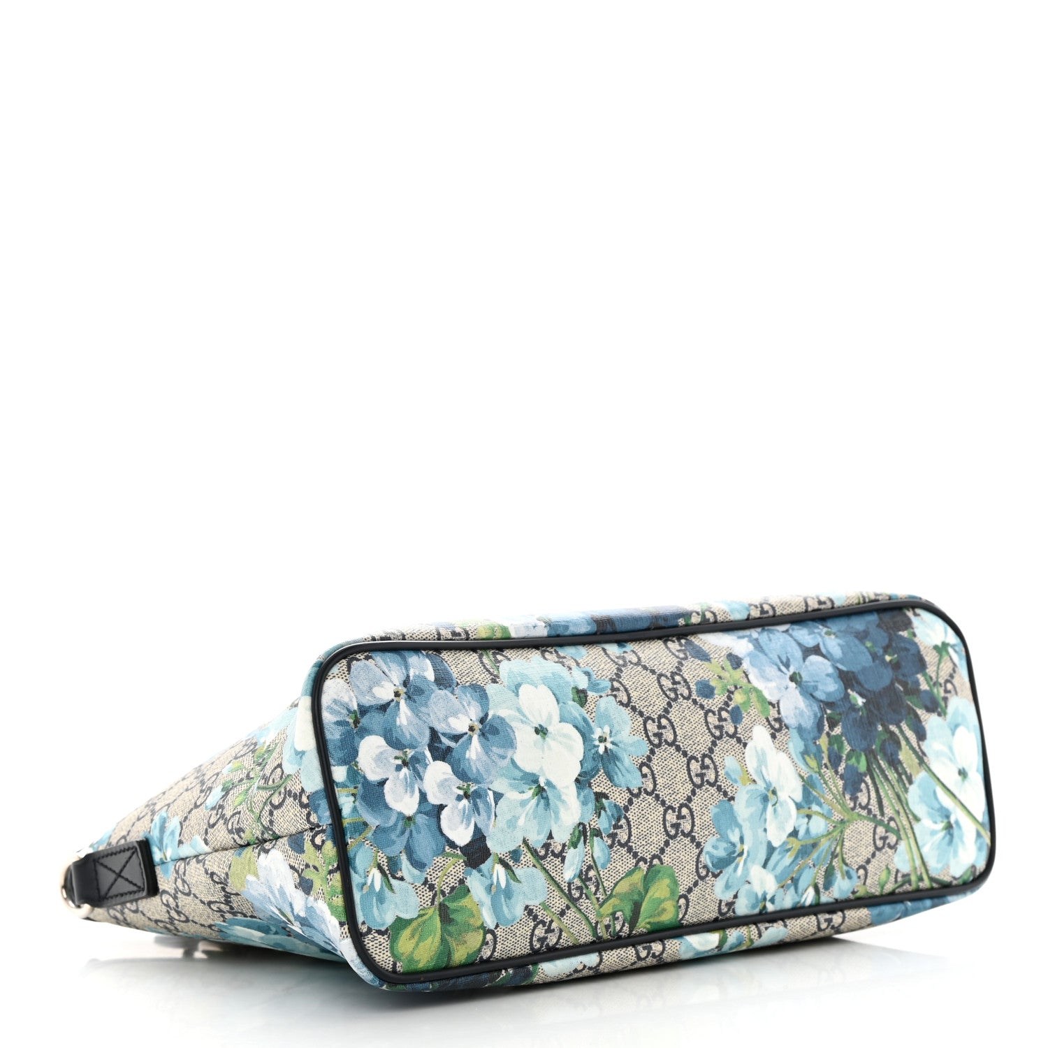 Gucci GG Supreme Monogram Blooms Small Zippered Tote Blue 4 of 14