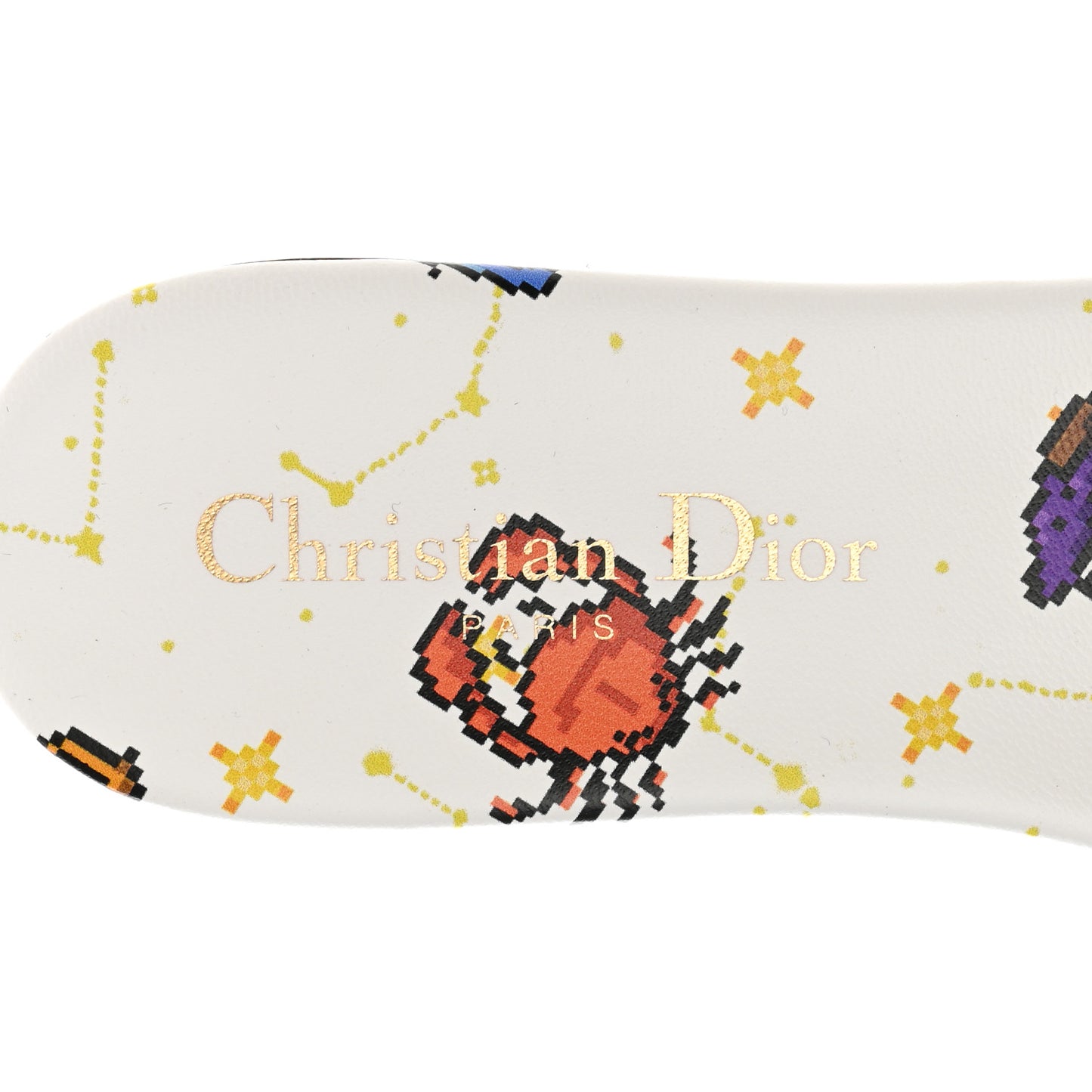 Canvas Embroidered Zodiac Mules Slide Sandals 36.5 White Multi