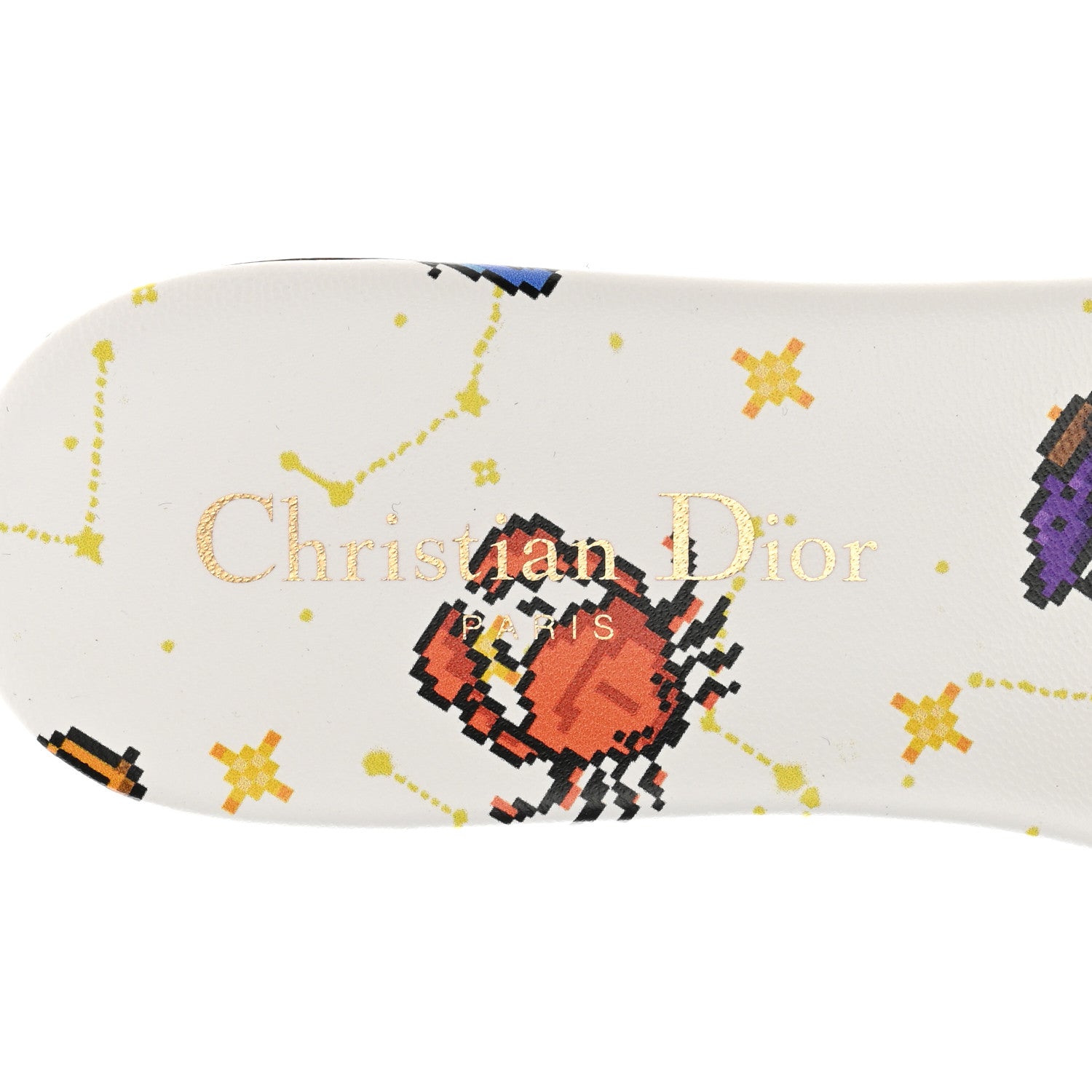 Christian Dior Canvas Embroidered Zodiac Mules Slide Sandals 36.5 White Multi 7 of 9