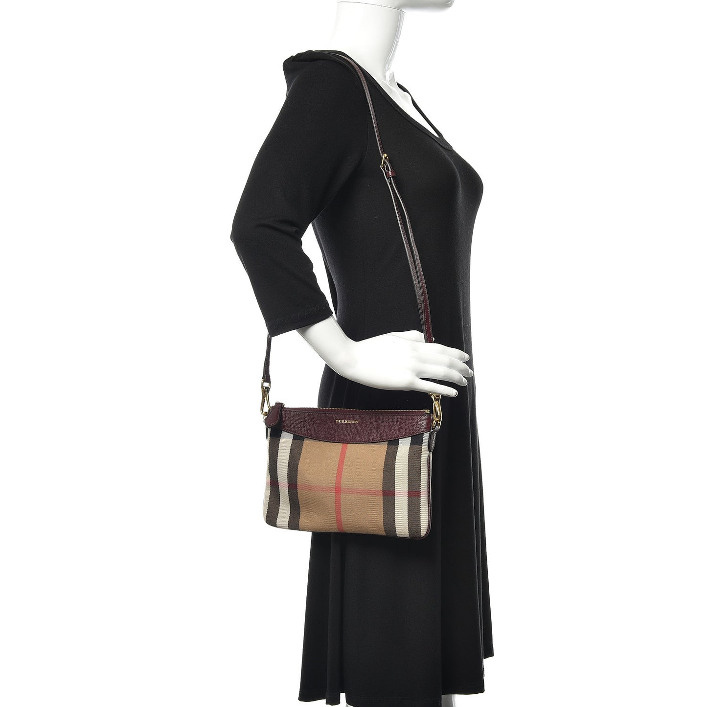 House Check Derby Peyton Crossbody Clutch Bag Mahogany Red