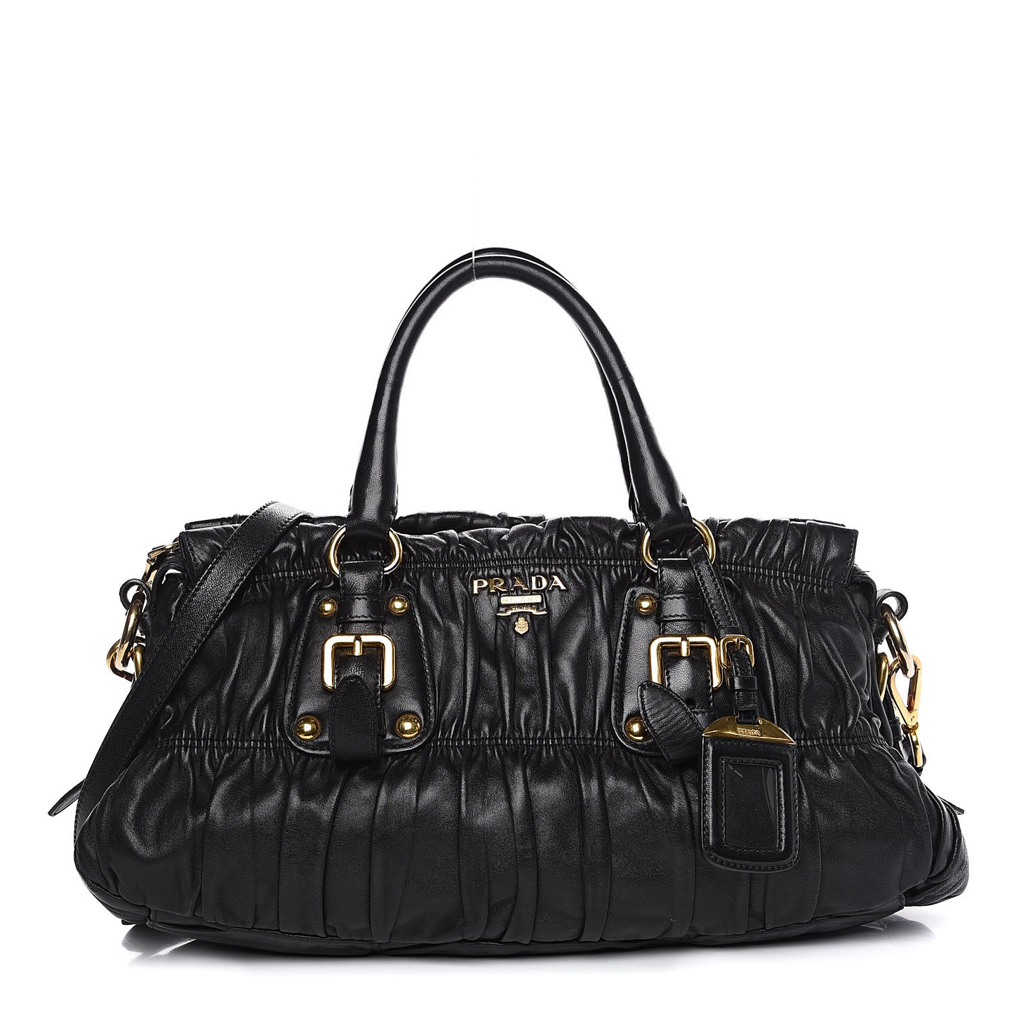 Nappa Gaufre Shopping Satchel Black