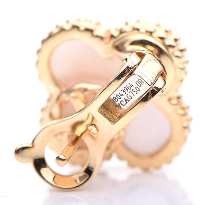 Van Cleef & Arpels 18K Yellow Gold Mother of Pearl Vintage Alhambra Earrings 10 of 10