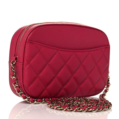 Chanel Caviar Quilted Camera Case Dark Pink 2 of 12