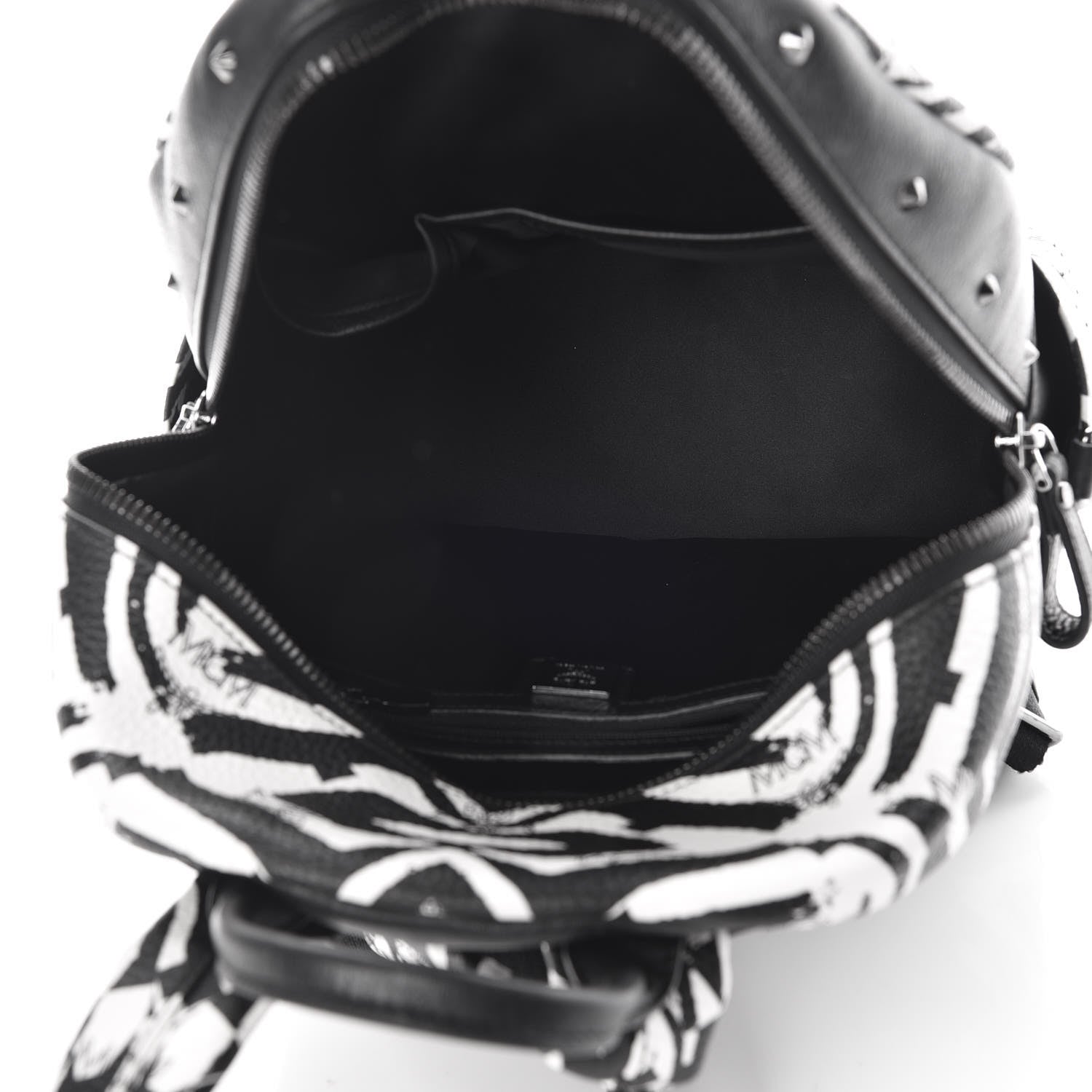 MCM Striped Visetos Small Funky Zebra Stark Backpack Black White 5 of 9