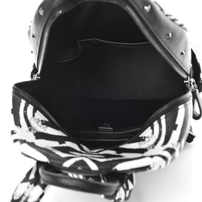 MCM Striped Visetos Small Funky Zebra Stark Backpack Black White 5 of 9
