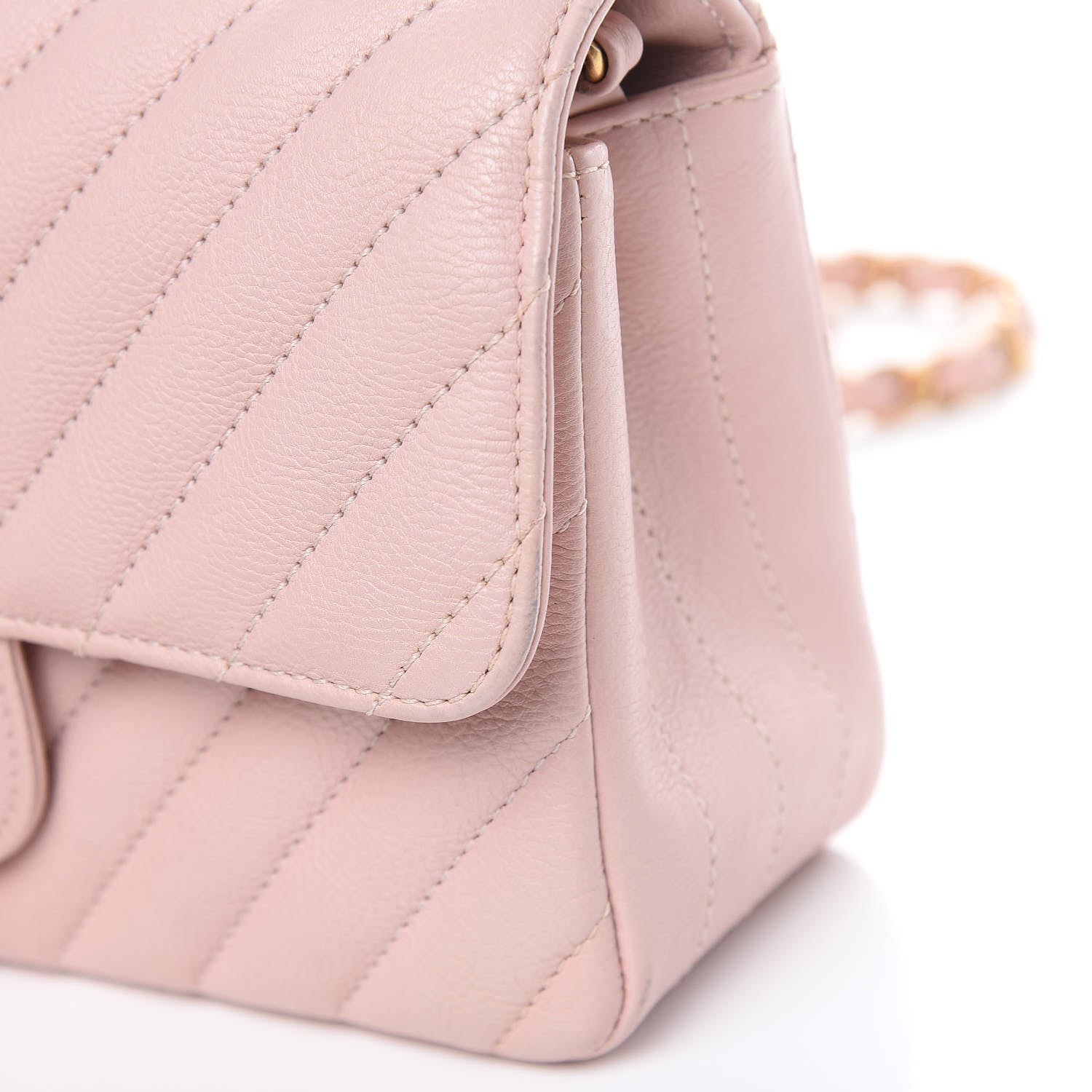 Chanel Calfskin Chevron Quilted Mini Rectangular Flap Light Pink 10 of 12