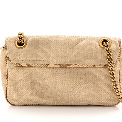 Gucci Raffia Elaphe Matelasse Small GG Marmont Shoulder Bag Natural Cream Brown 11 of 11