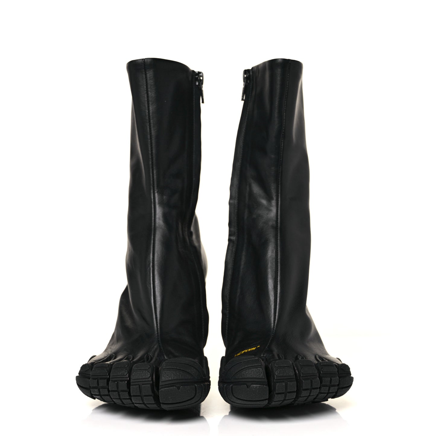 X VIBRAM Calfskin 80mm Toe Booties 39 Black
