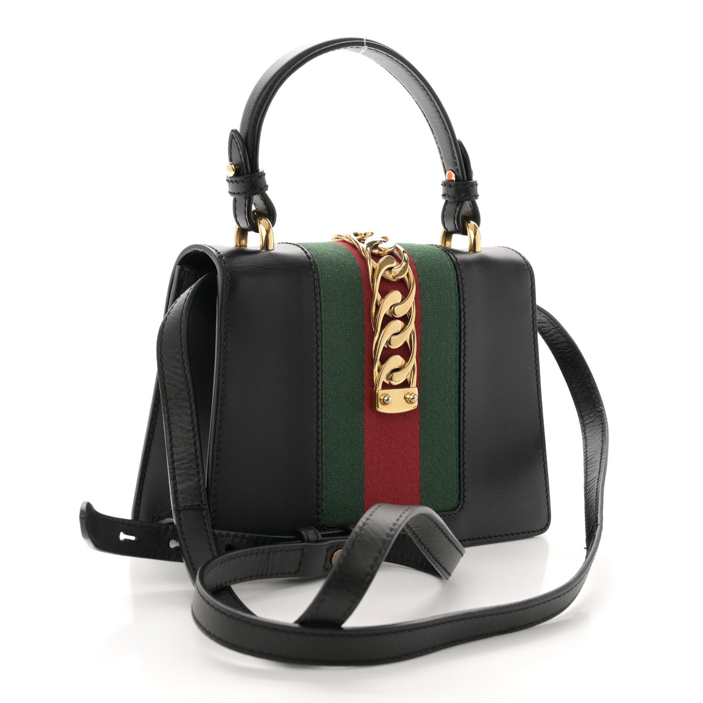 Calfskin Mini Sylvie Top Handle Bag Black