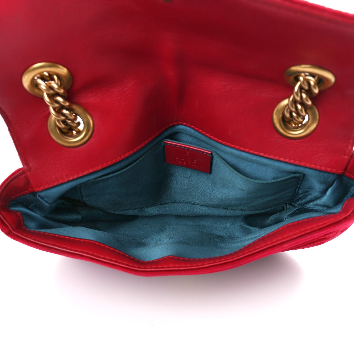 Velvet Matelasse Mini GG Marmont Shoulder Bag Hibiscus Red