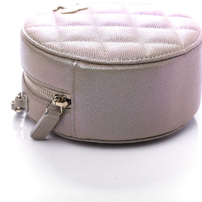 Chanel Iridescent Caviar Quilted Round Clutch With Chain Beige 6 of 11