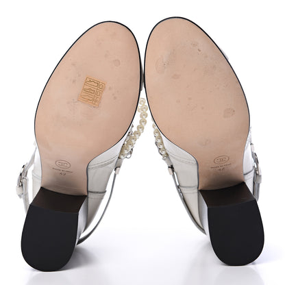 Chanel Crackled Calfskin Pearl Chain CC Short Boots 42 White 5 of 12