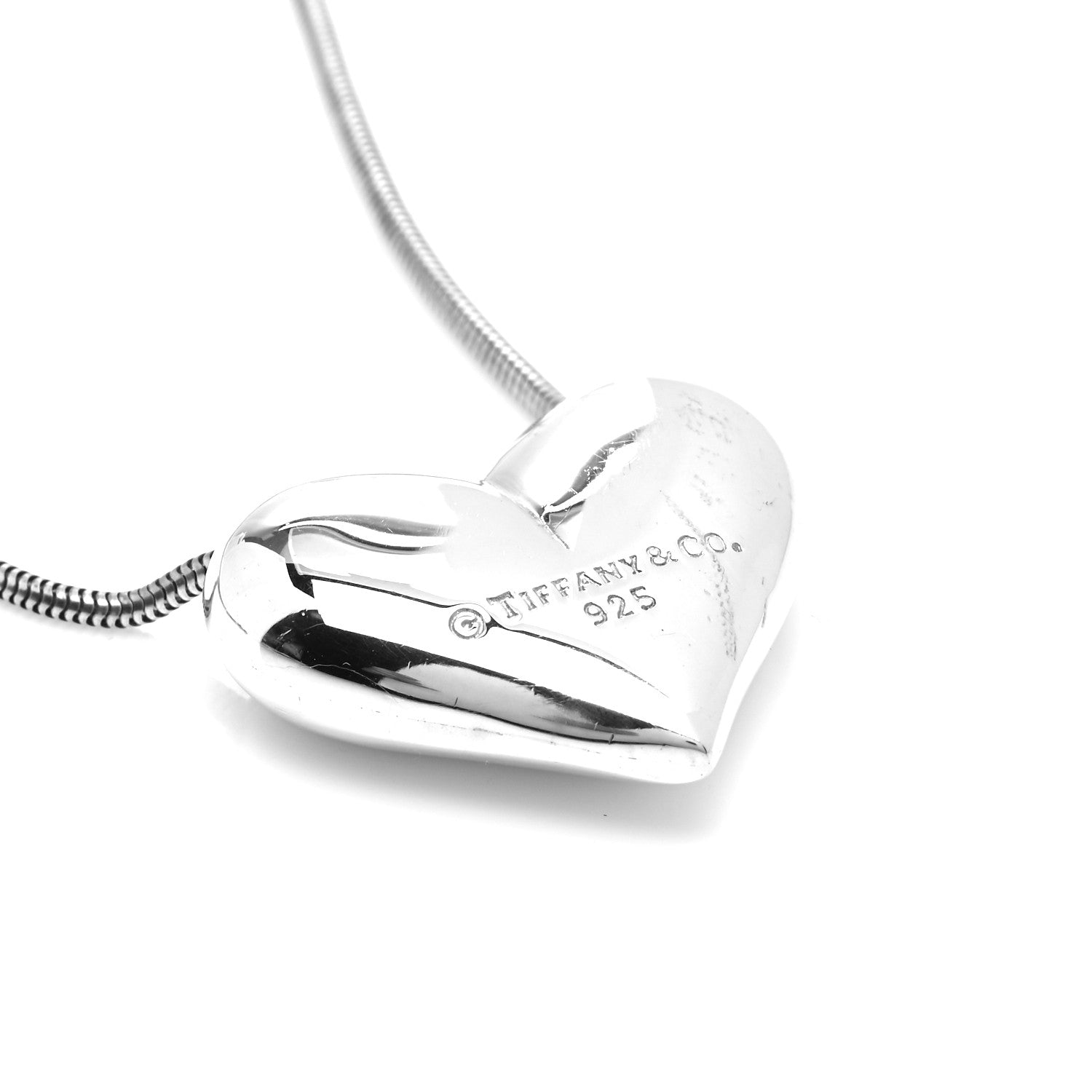 Tiffany Sterling Silver Puffed Heart Pendant Necklace 4 of 5