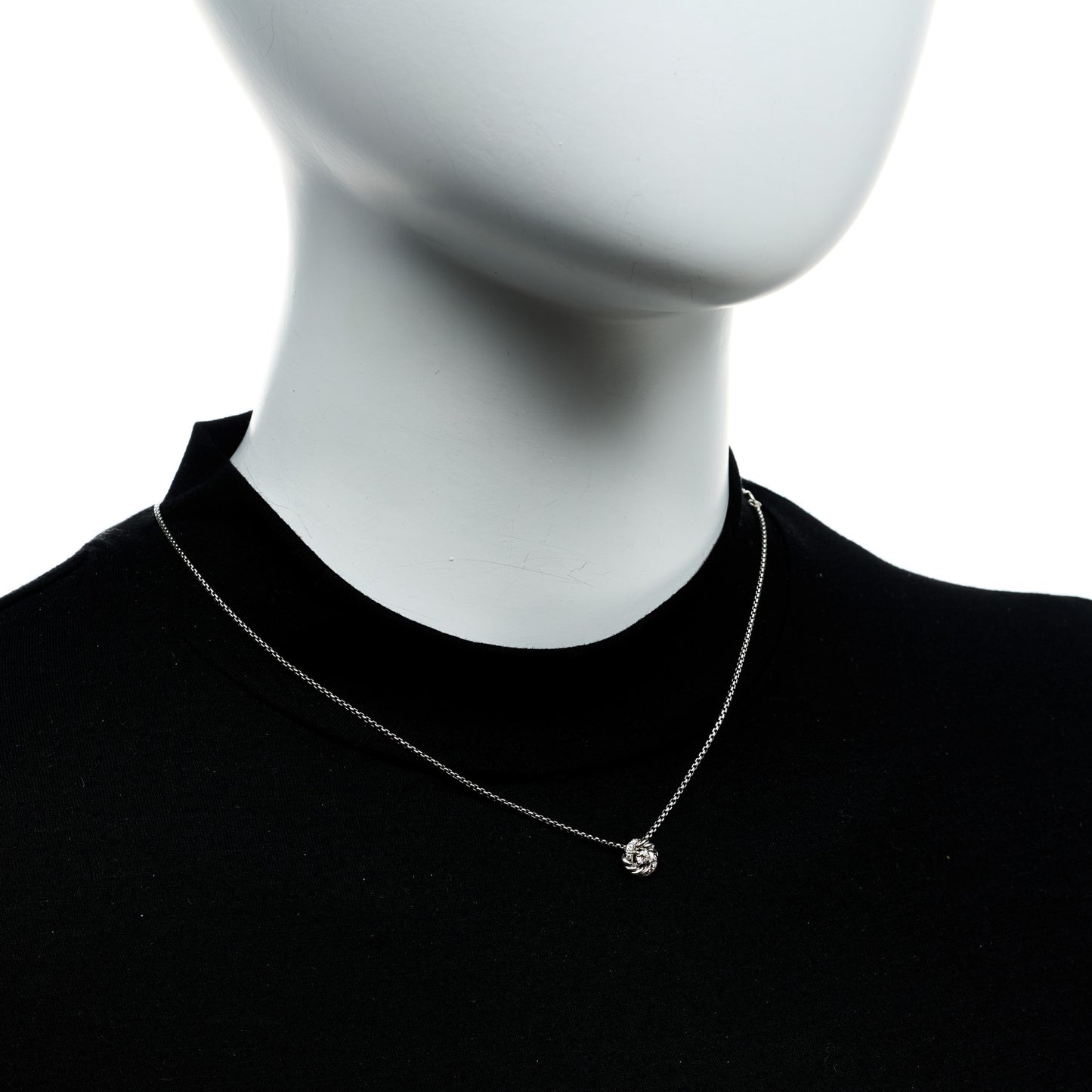 Sterling Silver Diamond 8mm Petite Infinity Pendant Necklace