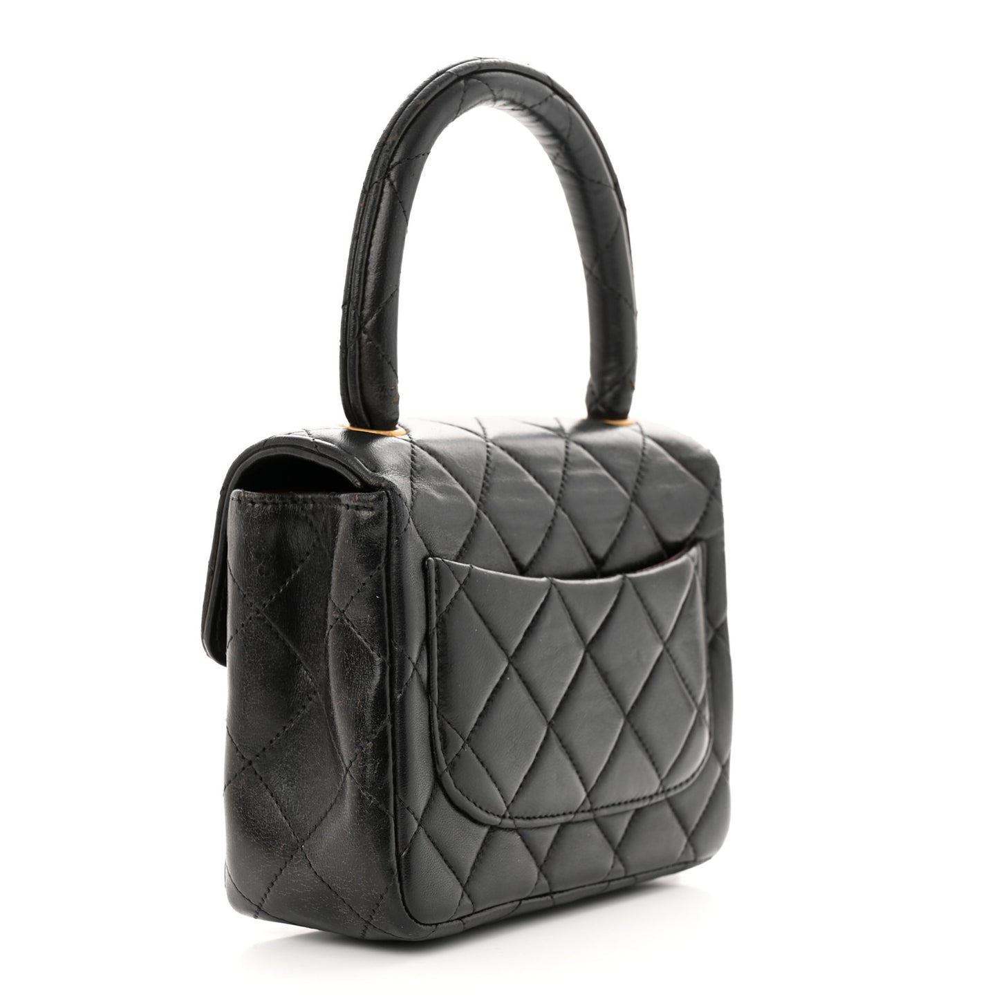 Lambskin Quilted Mini Kelly Flap Bag Black