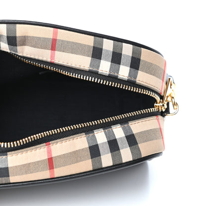 Burberry Calfskin Vintage Check Half Cube Crossbody Bag Black 5 of 9