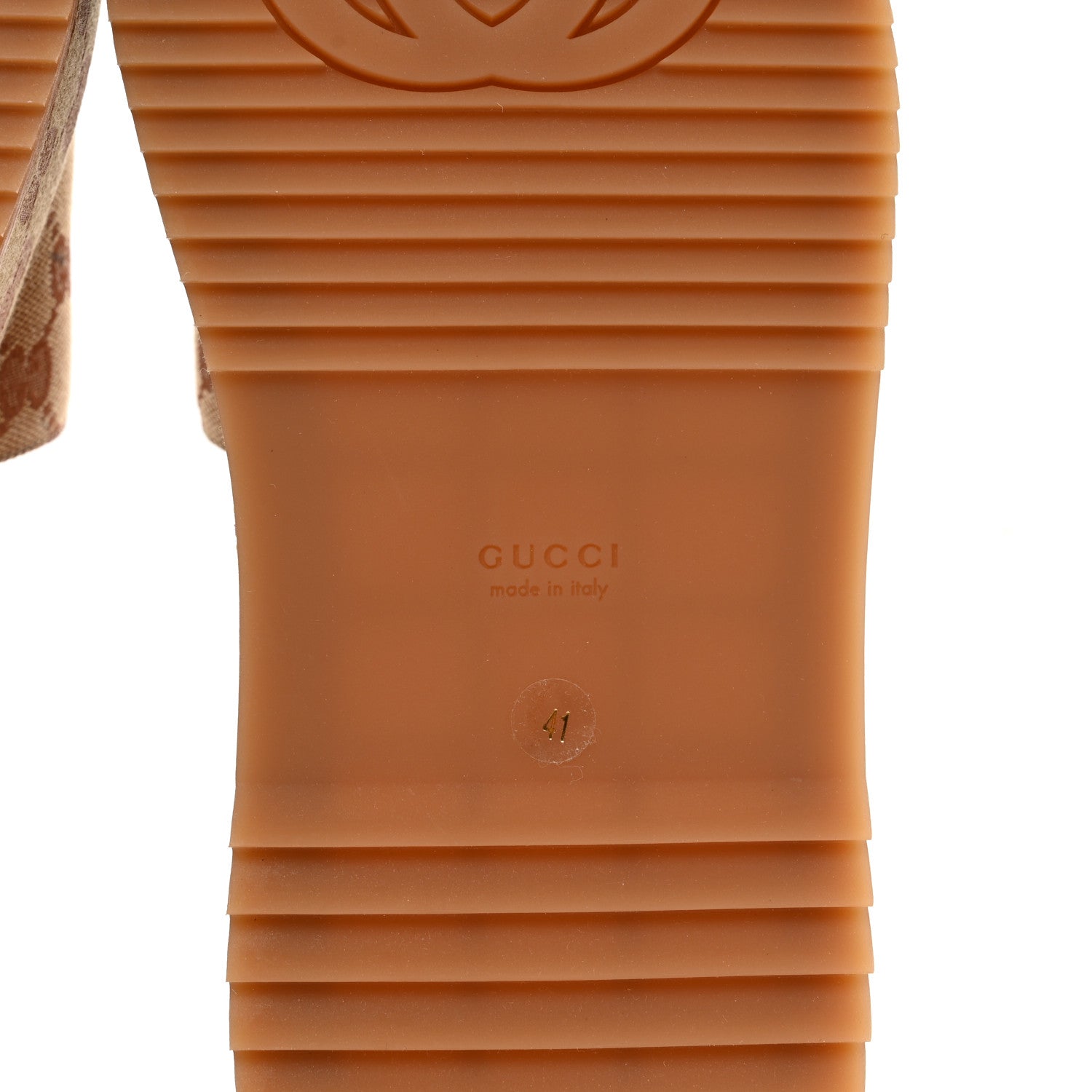 Gucci Canvas GG Monogram Angelina Platform Slide Sandals 41 Beige Ruggine 6 of 9