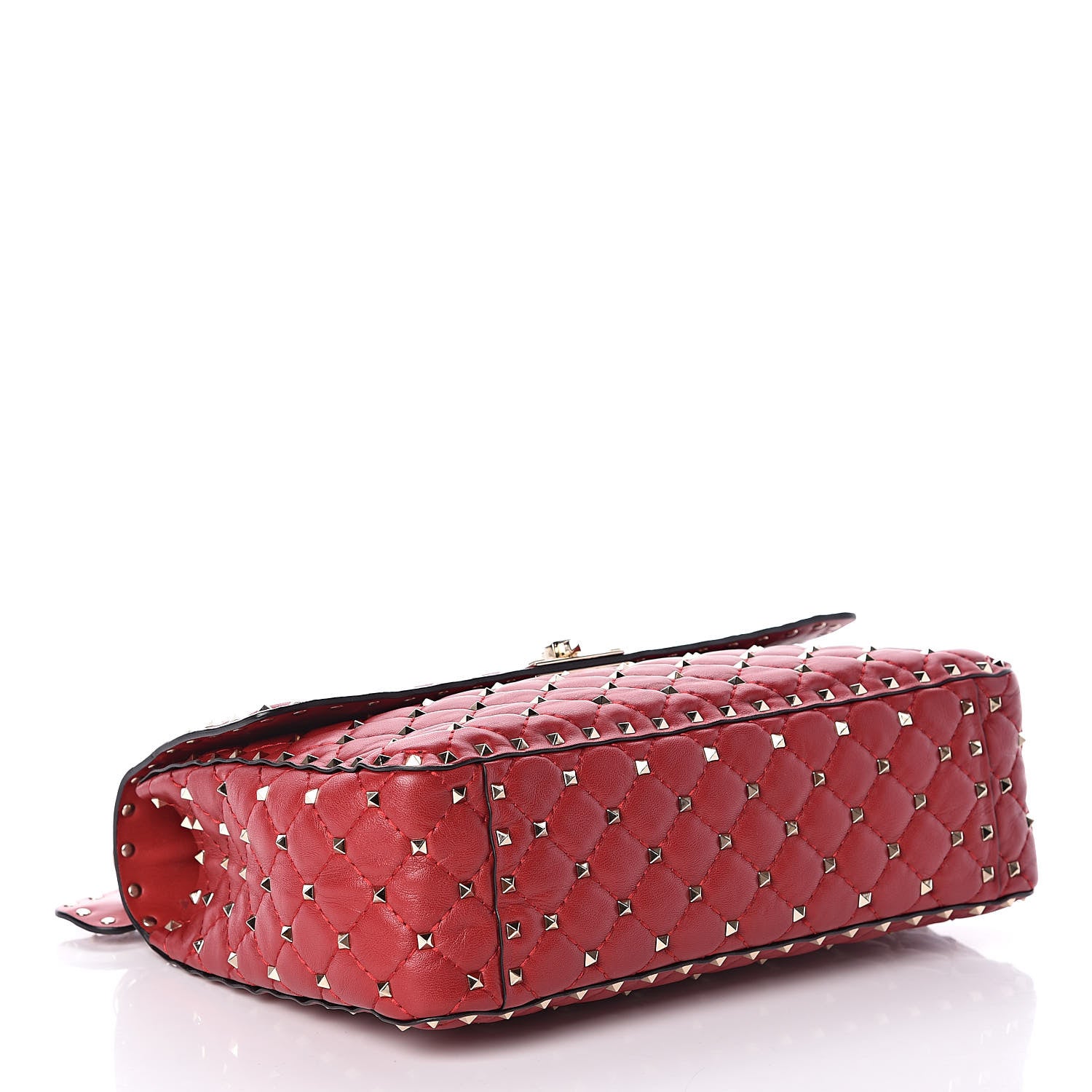 Valentino Garavani Lambskin Large Rockstud Spike Shoulder Bag Red 4 of 11
