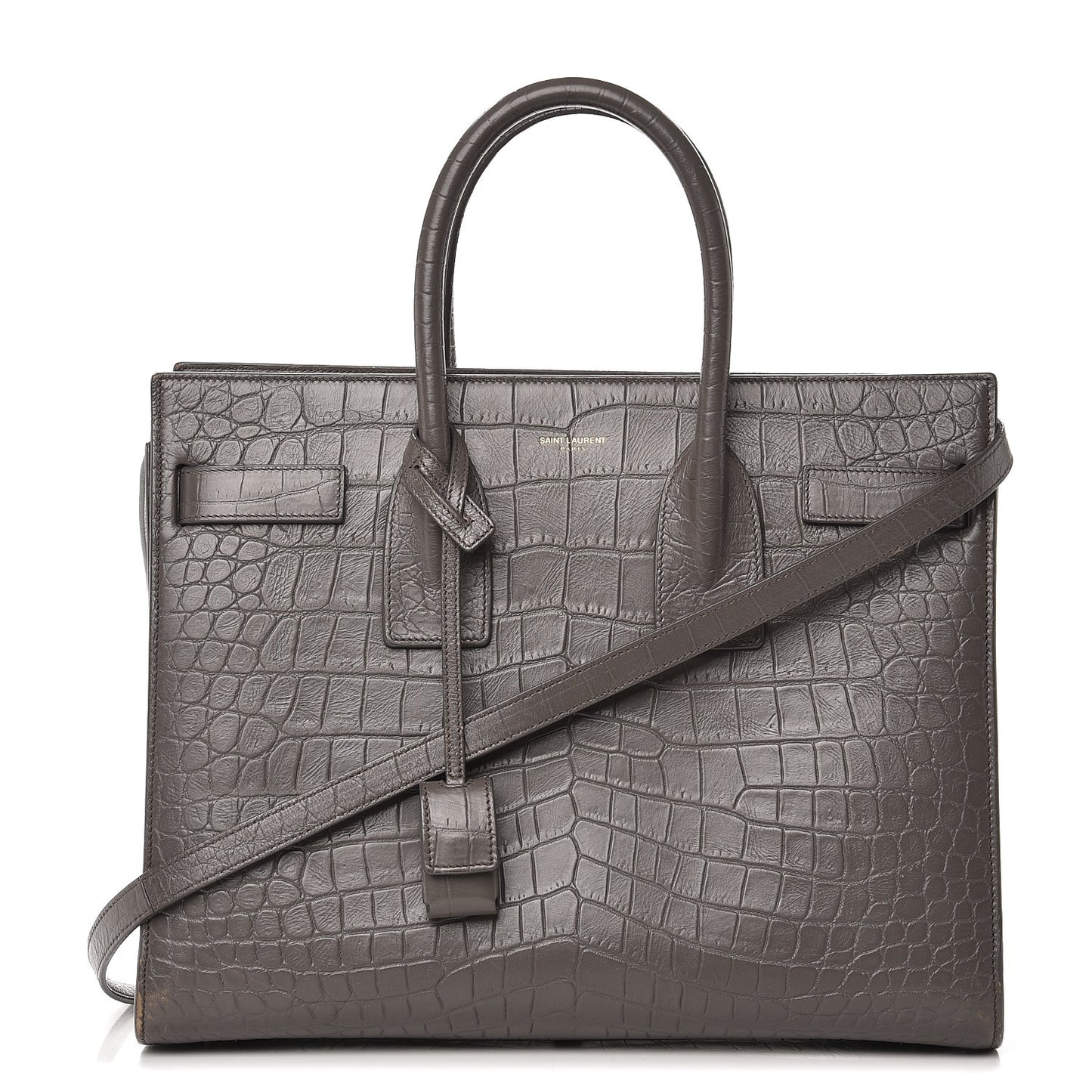Calfskin Crocodile Embossed Small Sac De Jour Earth