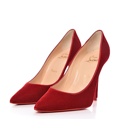 Christian Louboutin Velvet Decoltish 100 Pumps 37 Rosso 3 of 9