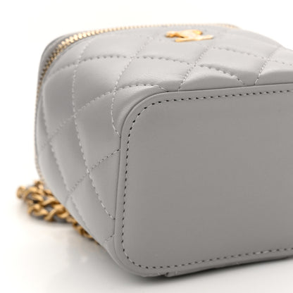 Chanel Lambskin Quilted Pearl Crush Mini Vanity Case With Chain Grey 9 of 11