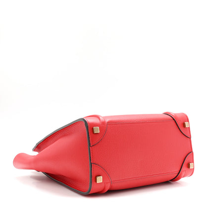 Celine Drummed Calfskin Micro Luggage Coquelicot 4 of 9