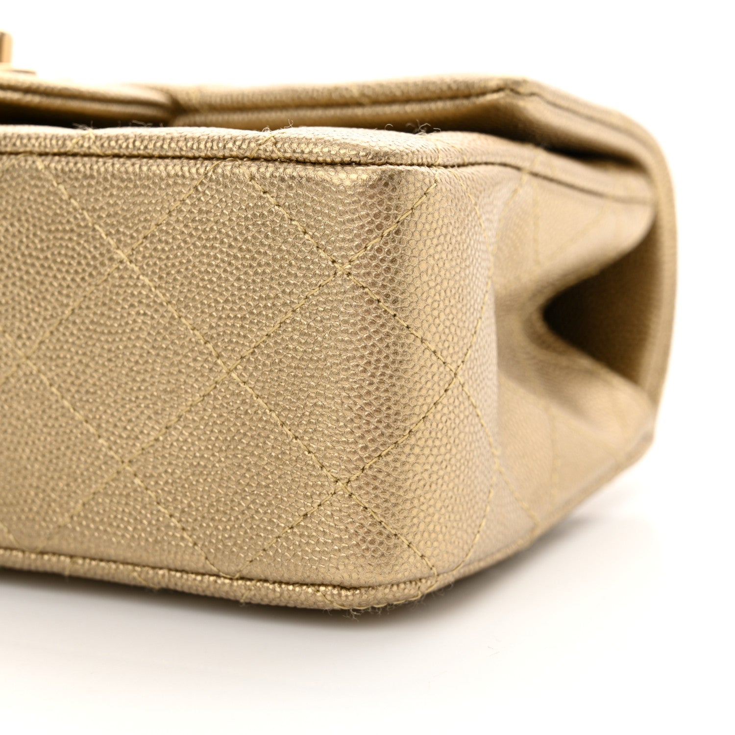 Chanel Metallic Caviar Quilted Mini Top Handle Rectangular Flap Gold 10 of 10