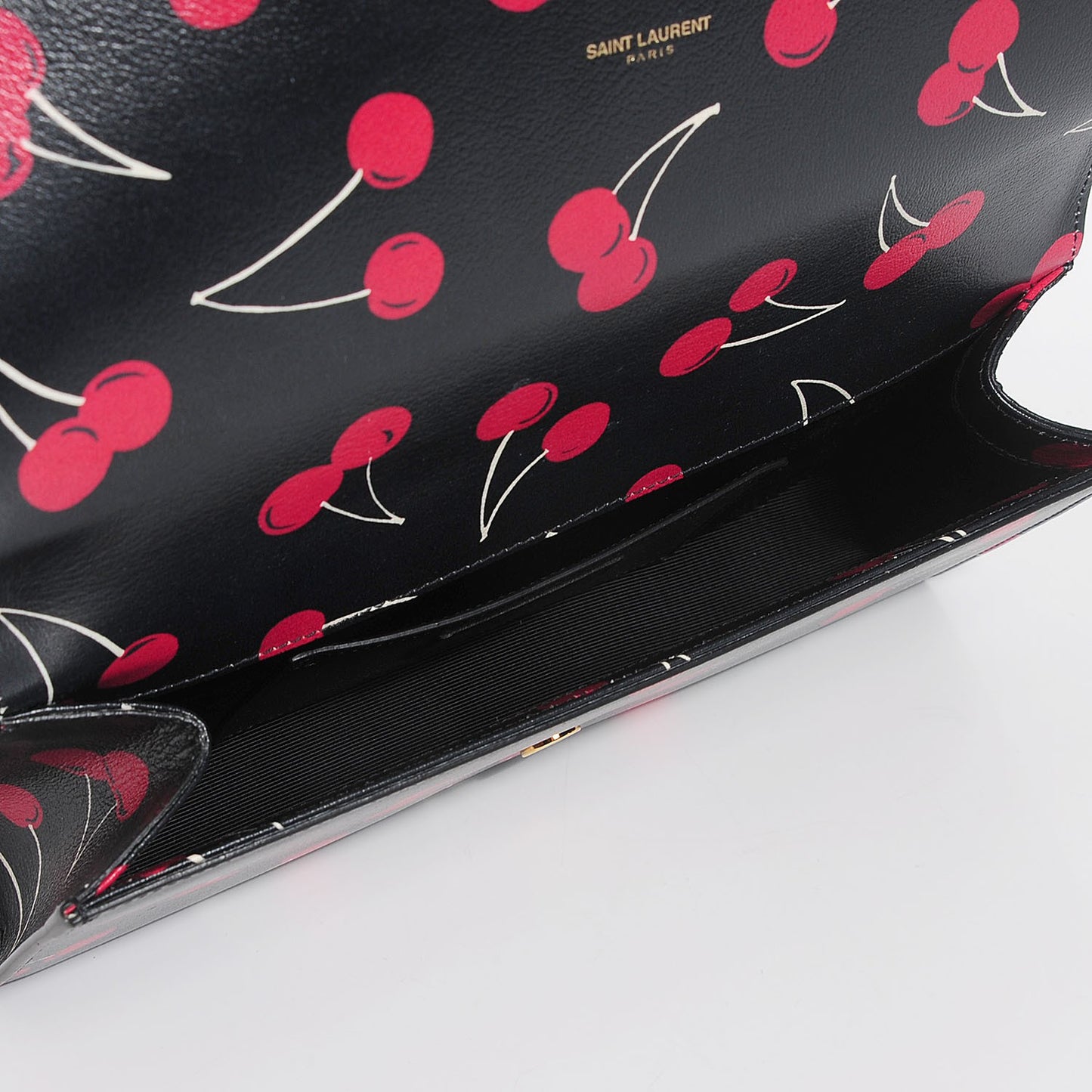 Grained Calfskin Cherry Classic Monogram Clutch