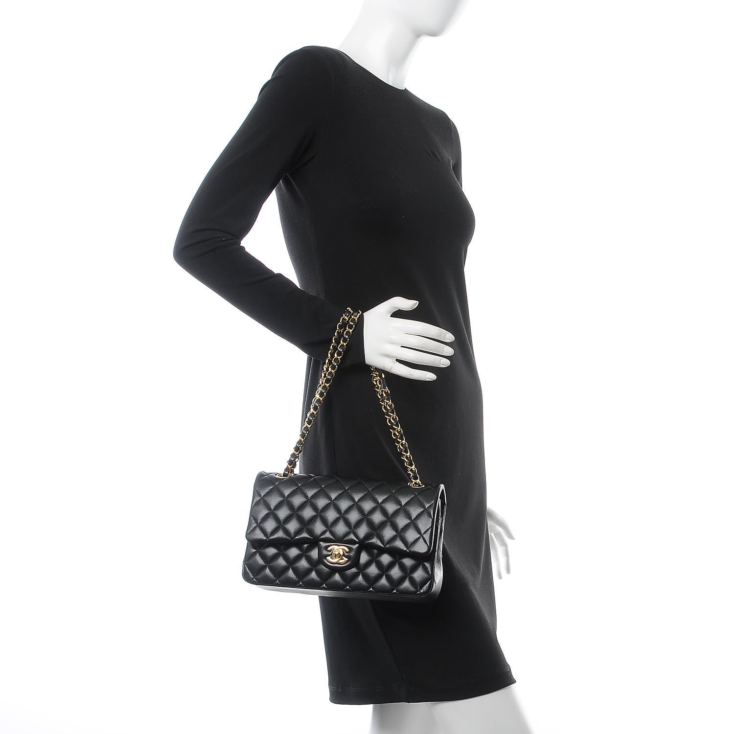 Chanel Lambskin Quilted Medium Double Flap Black 2 of 9