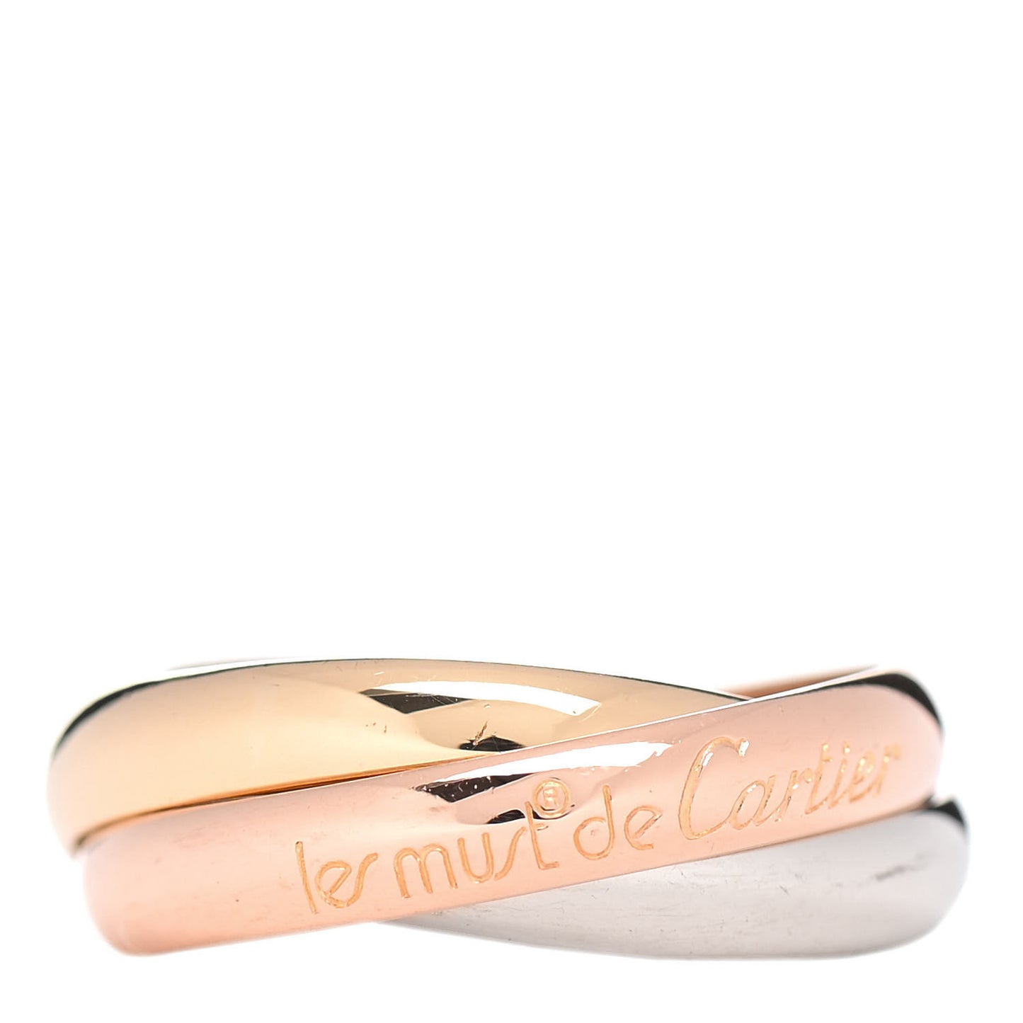 18K Pink Yellow White Gold Classic Les Must De Cartier Trinity Ring 56 7.5