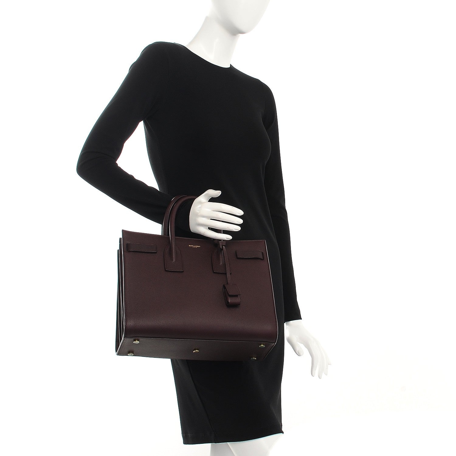 Saint Laurent Grained Calfskin Small Sac De Jour Amaranto 3 of 10