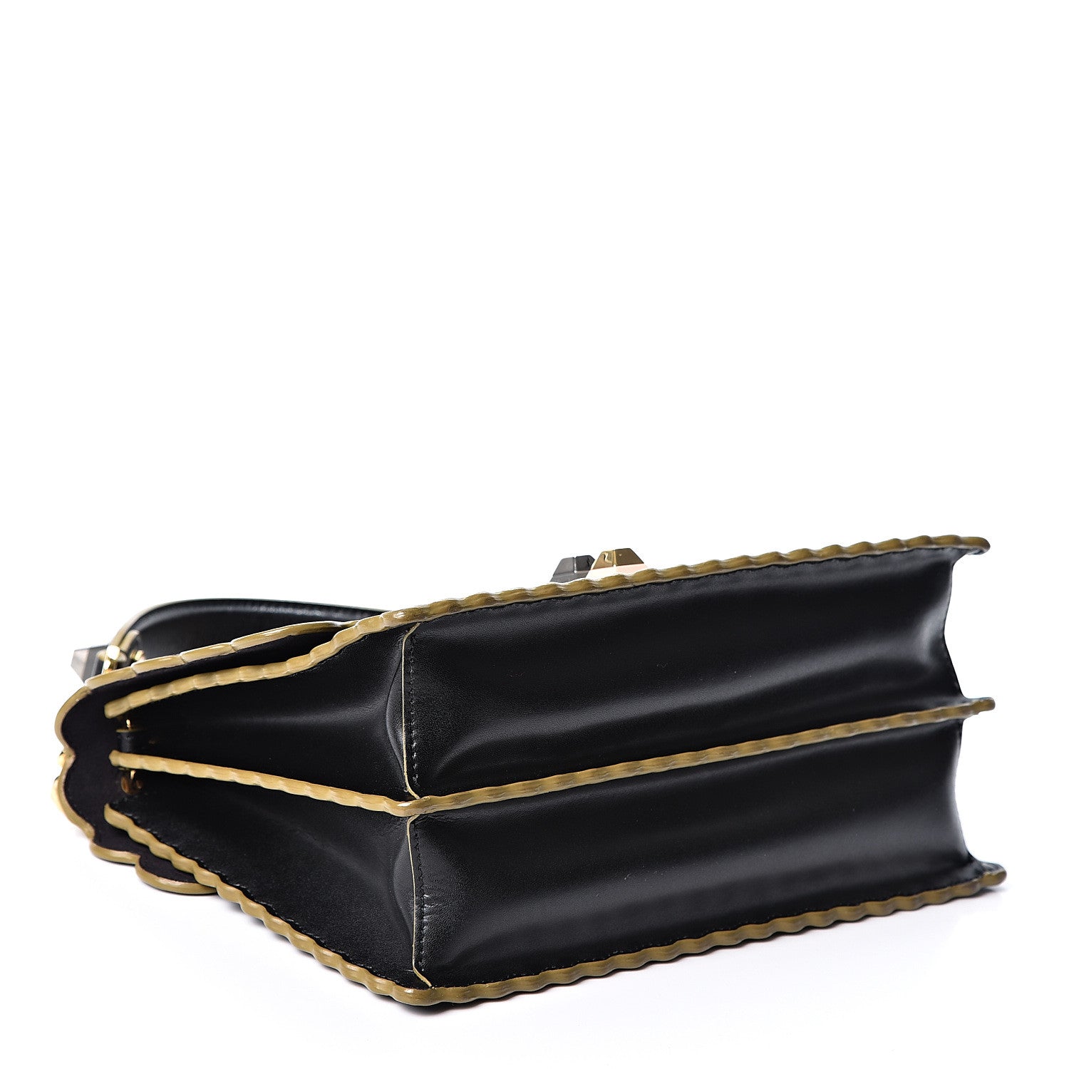 Fendi Vitello Liberty Scalloped Studded Kan I Shoulder Bag Black 3 of 10