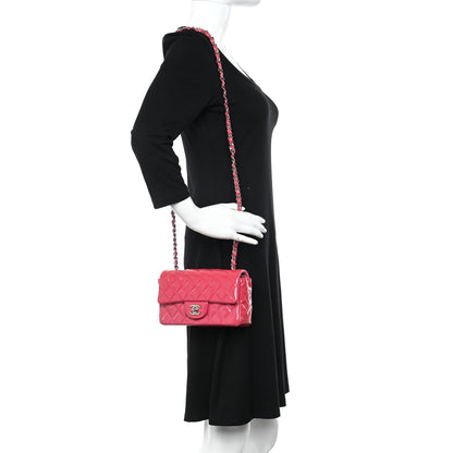 Chanel Patent Calfskin Quilted Mini Rectangular Flap Pink 2 of 10