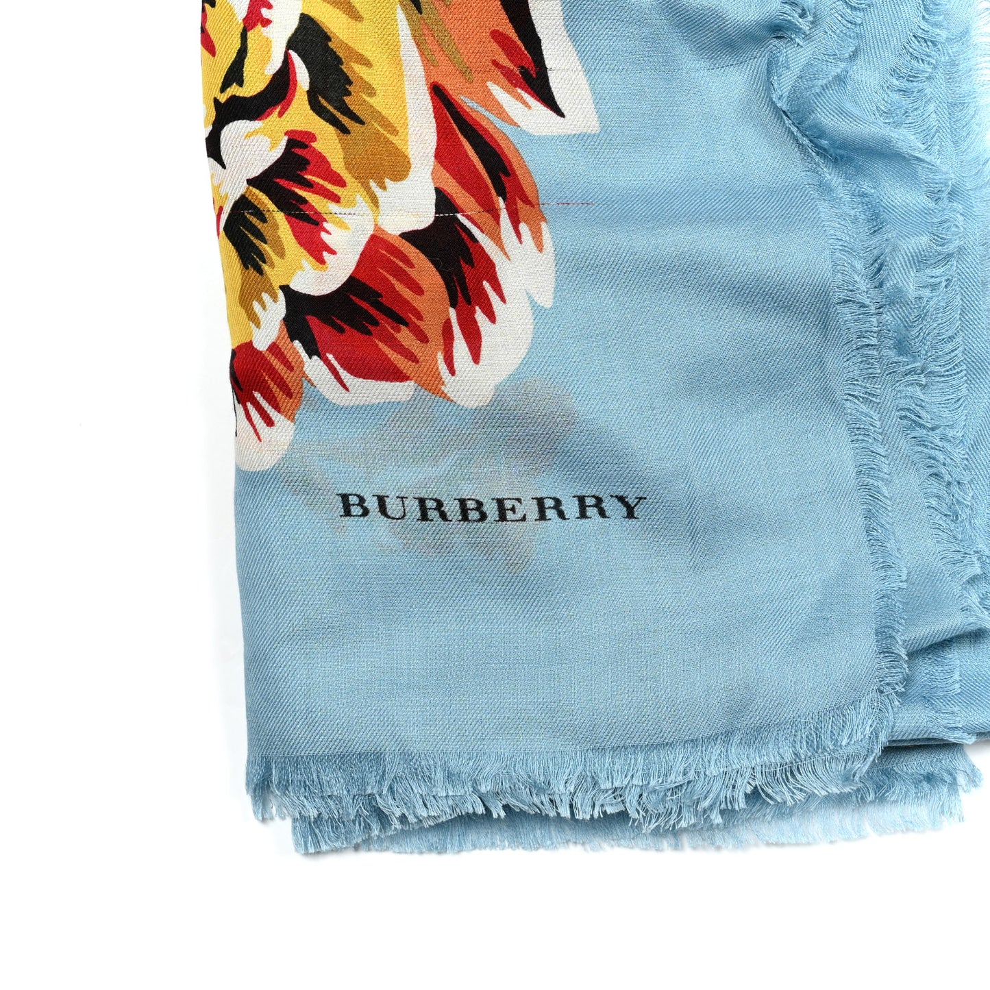 Modal Cashmere Peony Rose Print Shawl Scarf Blue Multicolor