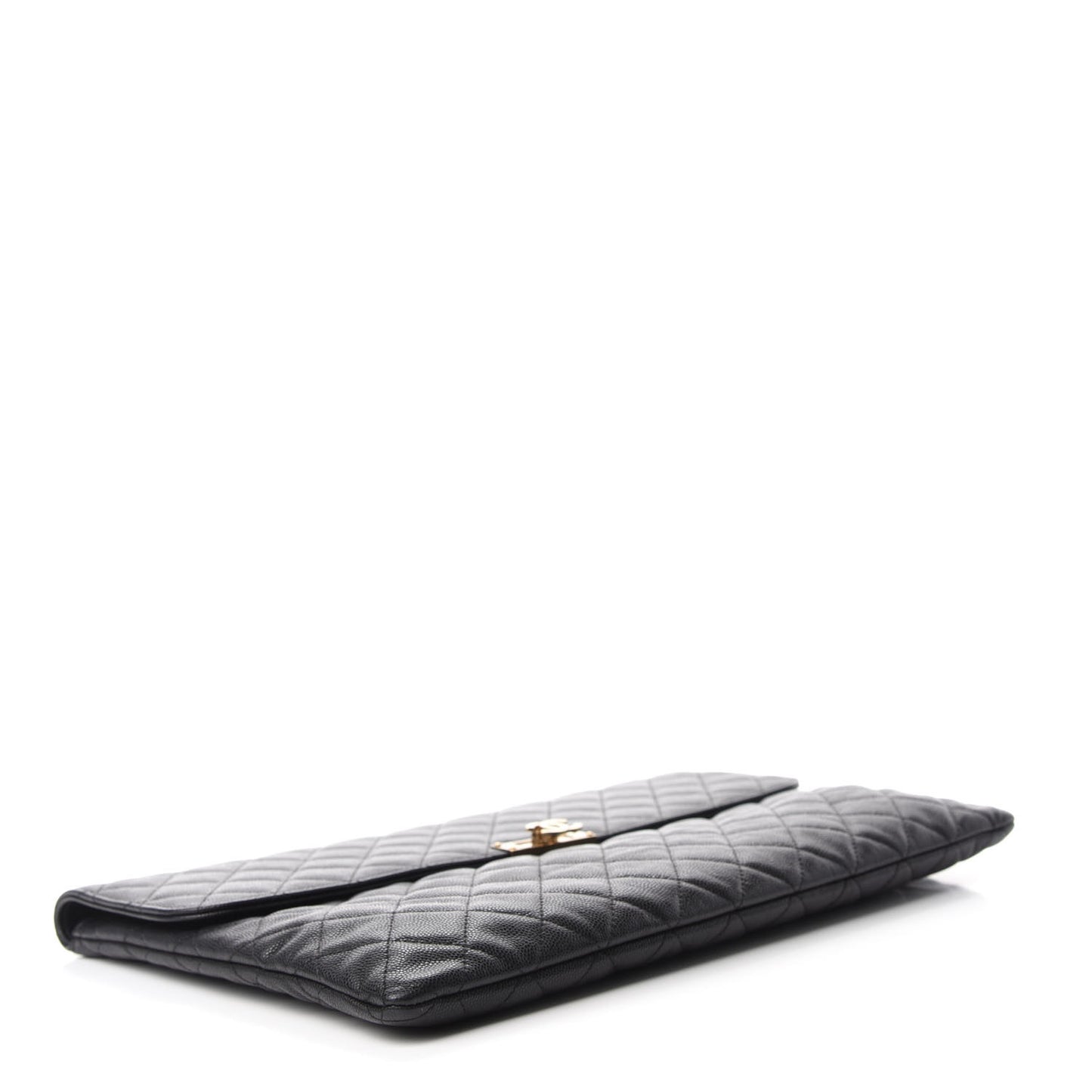 Caviar Quilted Large Golden Class Pouch Black