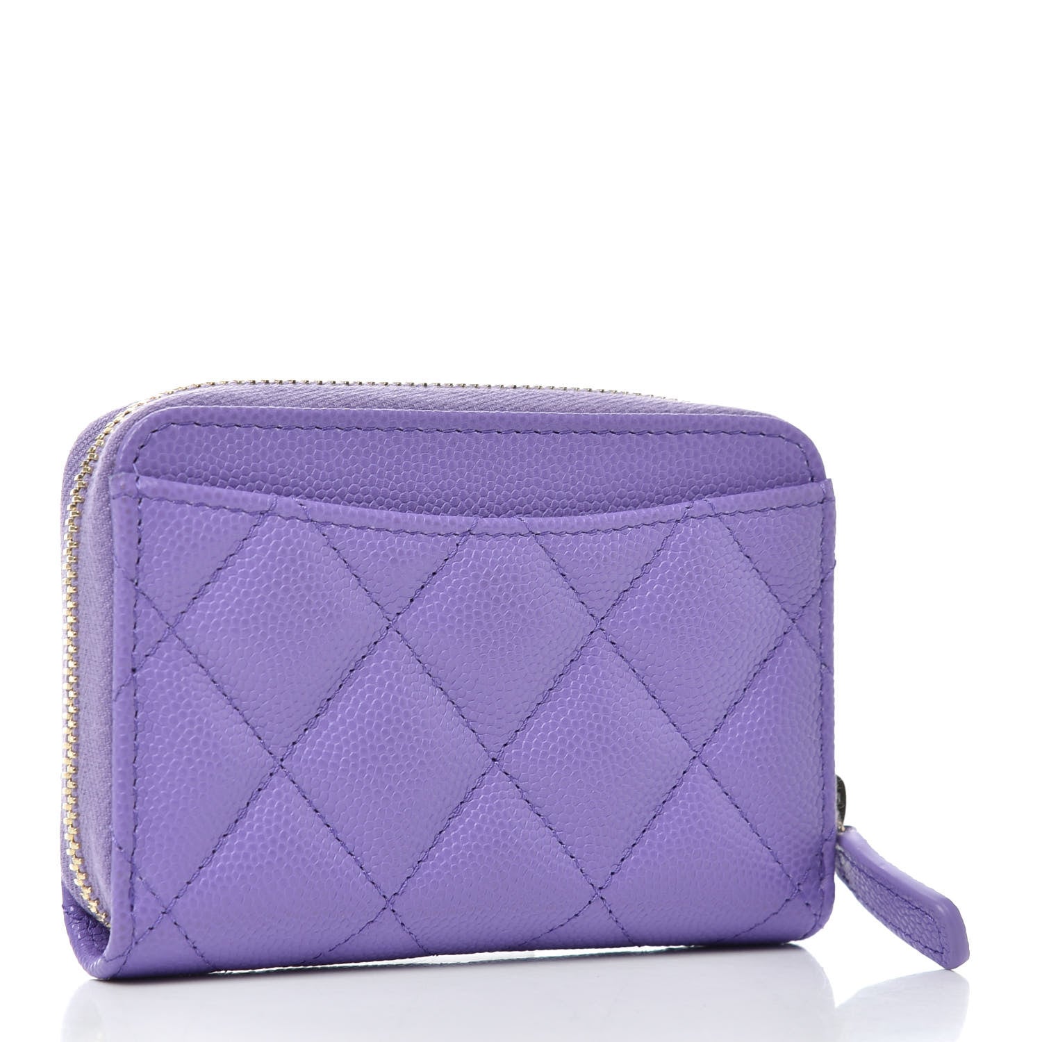 Chanel Caviar Quilted Zip Around Coin Purse Wallet Purple 3 of 8
